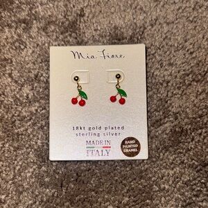 Mia Fiore 18K Gold Plated Sterling Silver Cherry Stud Earrings Made in Italy